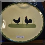 K08. Zeller Keramik round rooster charger. 12”w - $28